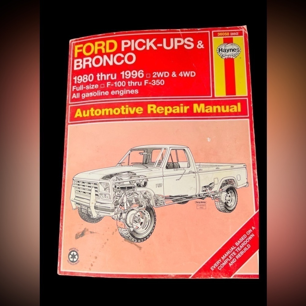 Haynes Ford Pick Ups/Bronco Automotive Repair Manual 1980-1996